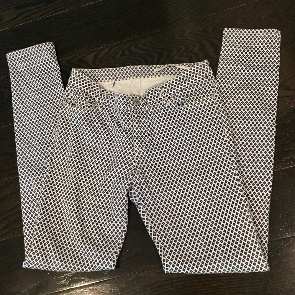 Zara White & Blue Pattern Skinny Jeans - Picture 9 of 14